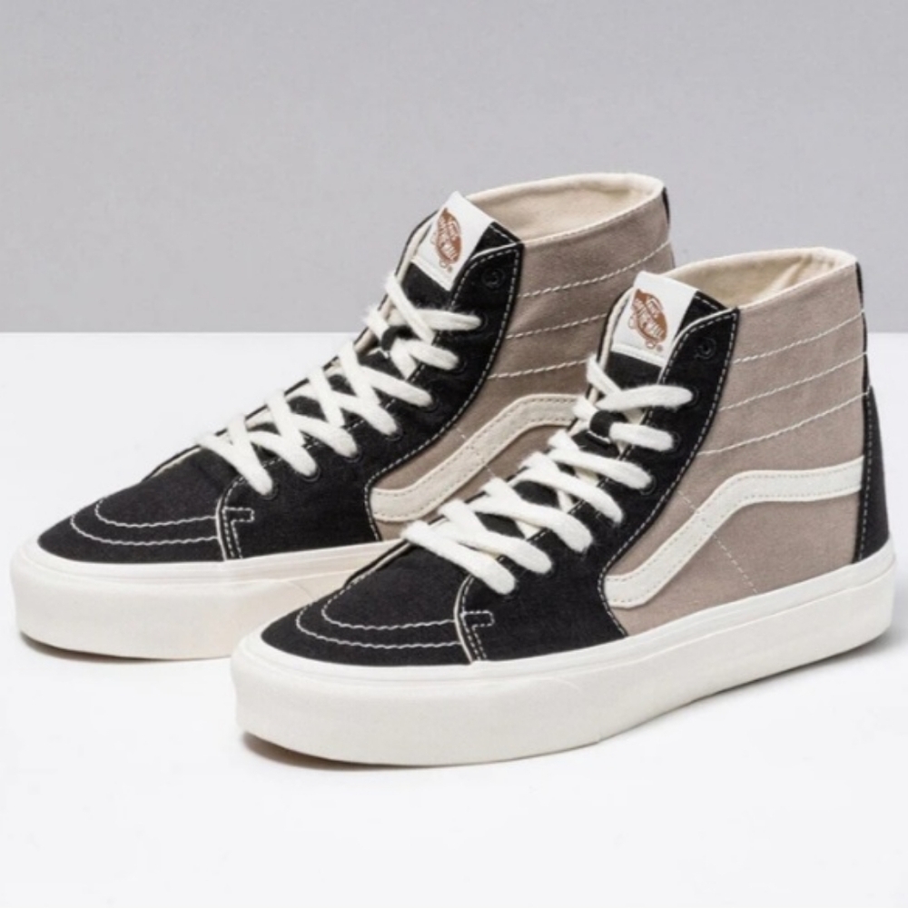 Vans Black and Tan High-Top Sneakers Eco Theory Sk8-Hi Tapered